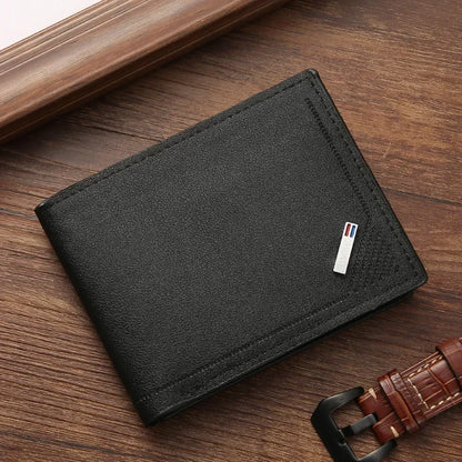 Men's Minimalist PU Leather Bifold Wallet 11.5x9cm – Slim Foldable Card Holder, Everyday Carry Essential, Unisex Gift