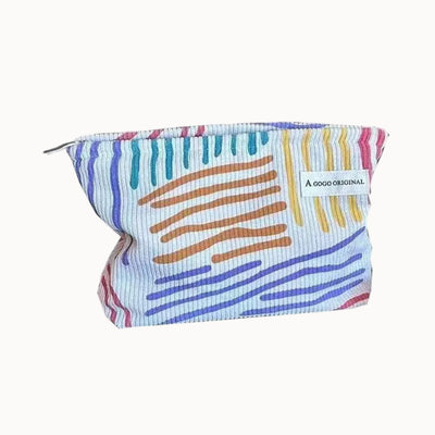 Corduroy Makeup Bag with Zipper