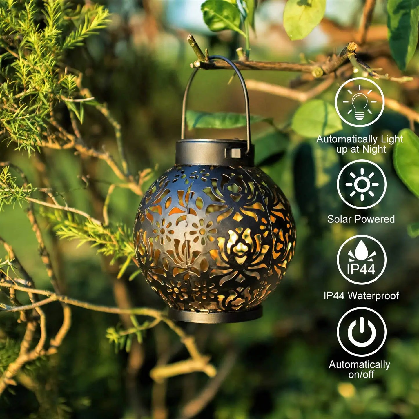 Solar Iron Art Garden Hanging Light, Waterproof LED