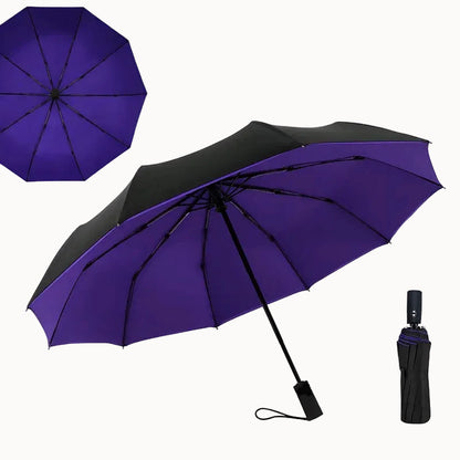 Double Layer Windproof Auto Open & Close Umbrella – 10-Rib Triple Fold