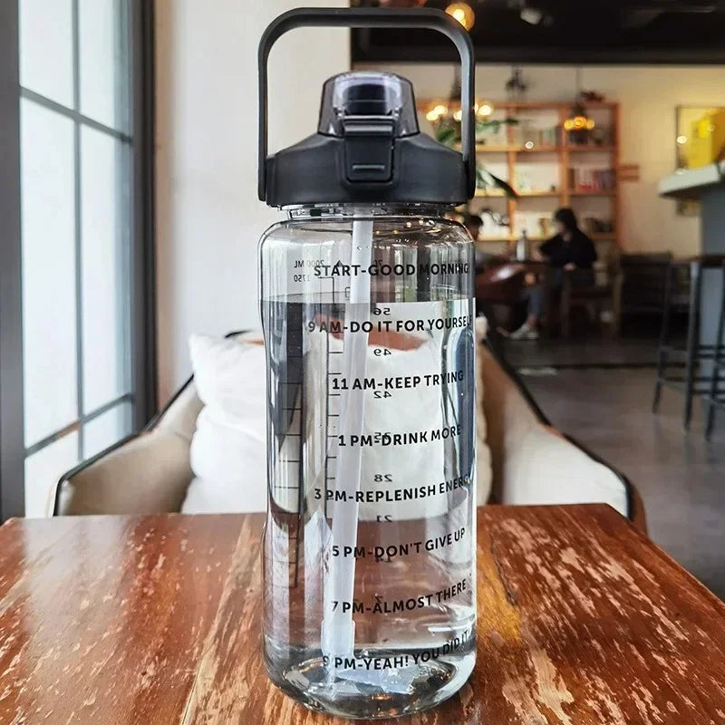 2L Motivational Water Bottle with Straw & Time Markers