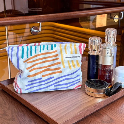 Corduroy Makeup Bag with Zipper