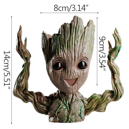 Groot Tree Man Miniature Figurine 5cm – Adorable Galaxy Guardian Desk Ornament, Succulent Planter, Pop Culture Home Decor Gift