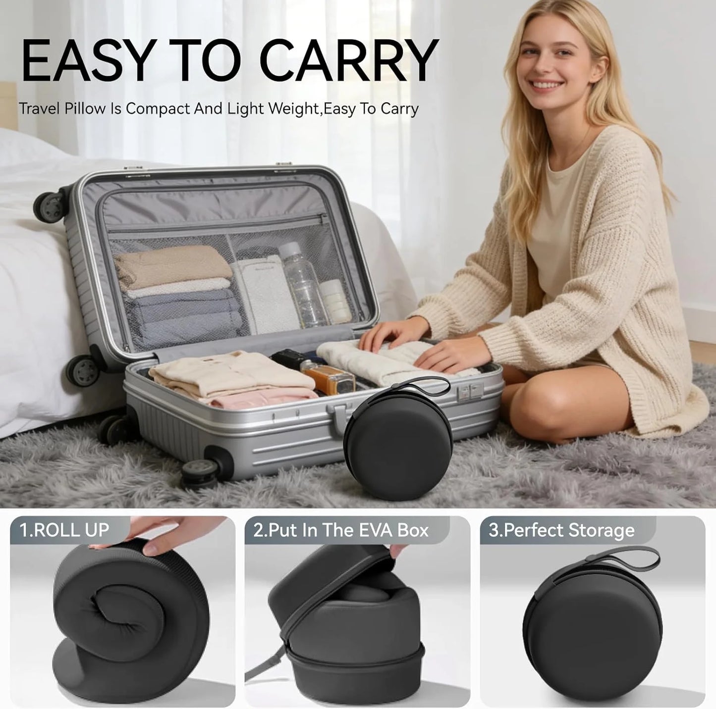 Memory Foam U-Shape Travel Neck Pillow – Portable Support for Airplane, Office & Home