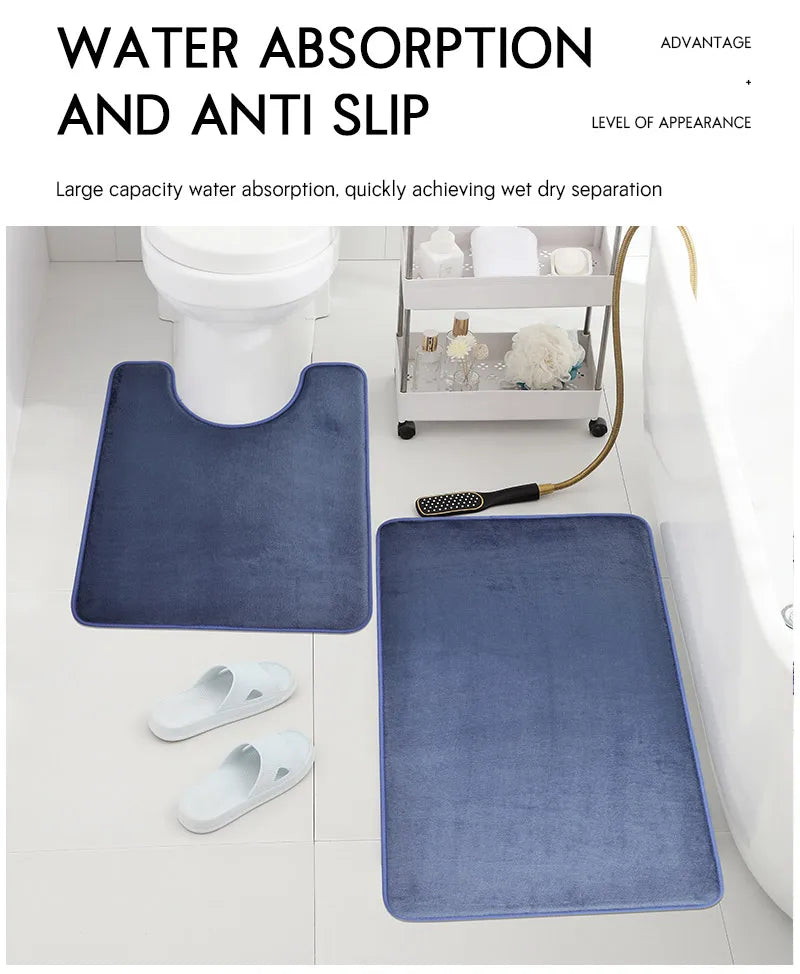 3-Piece Microfiber Bathroom Mat Set – Non-Slip, Absorbent Bath, Toilet & Shower Mats