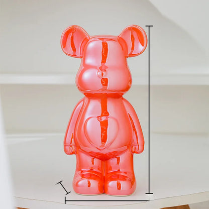 Nordic Ceramic Bear Brick Figurine 17/27cm – Aesthetic Teddy Bear Sculpture, Living Room Shelf Decor, Unique Home Gift