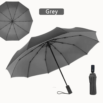 Double Layer Windproof Auto Open & Close Umbrella – 10-Rib Triple Fold