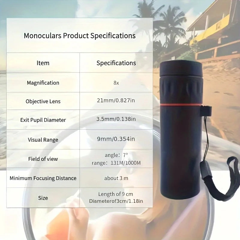 Compact 8x21 Pocket Monocular