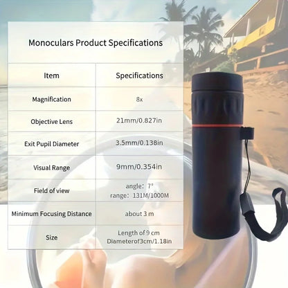 Compact 8x21 Pocket Monocular