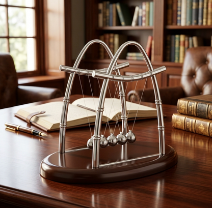 Newton's Cradle Steel Balance Balls 5 Pendulum – Mesmerizing Desk Toy, Perpetual Motion Physics Gadget, Stress Relief Office Decor