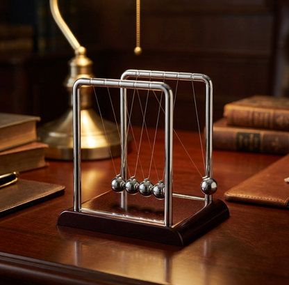Newton's Cradle Steel Balance Balls 5 Pendulum – Mesmerizing Desk Toy, Perpetual Motion Physics Gadget, Stress Relief Office Decor