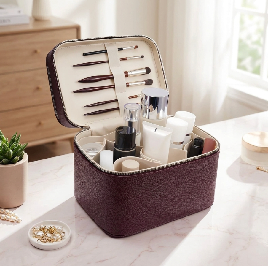 Double-Layer PU Makeup & Cosmetic Bag
