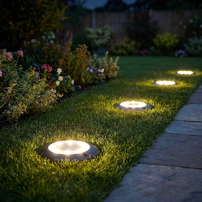 Solar Ground Lights 4-Pack – IP68 Waterproof LED Path & Garden Deck Lights