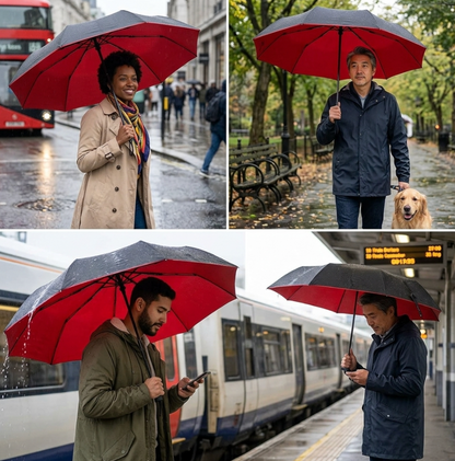 Double Layer Windproof Auto Open & Close Umbrella – 10-Rib Triple Fold
