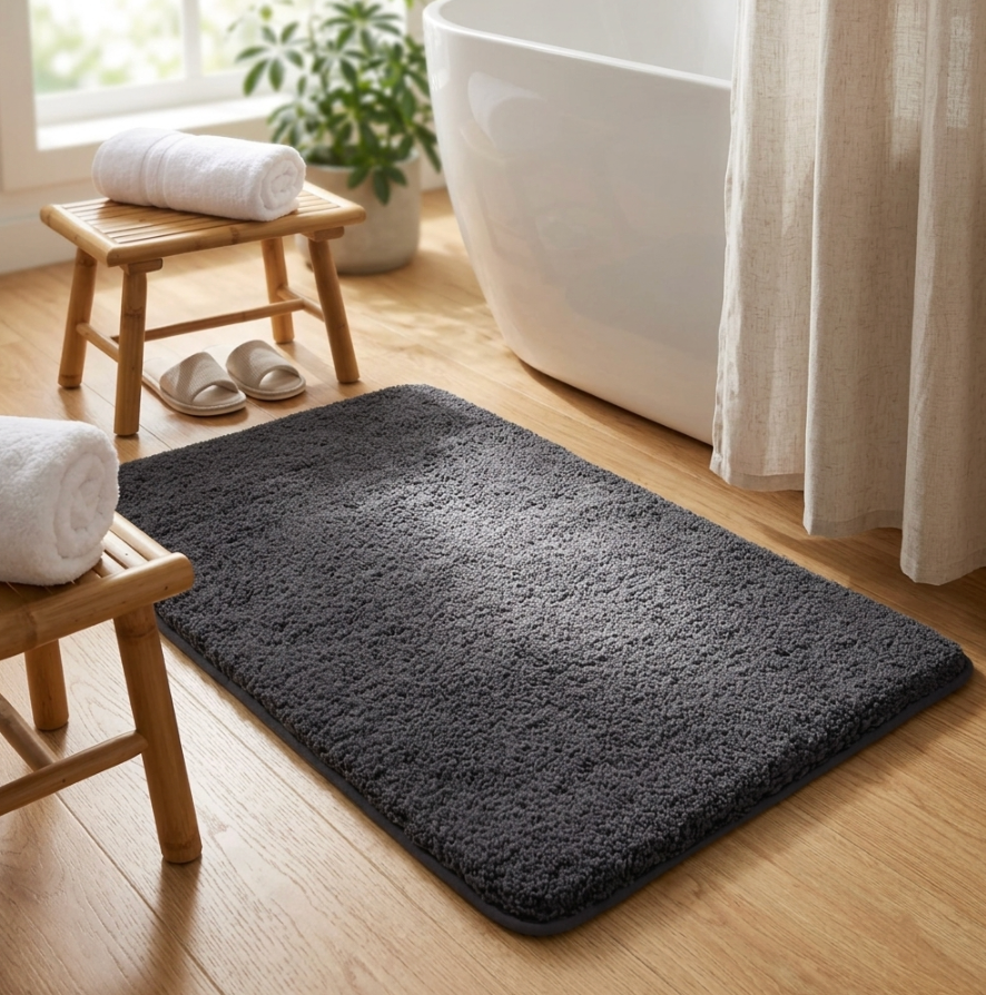 Fluffy Non-Slip Bathroom Mat – Absorbent Shaggy Rug for Bath, Shower & Entrance