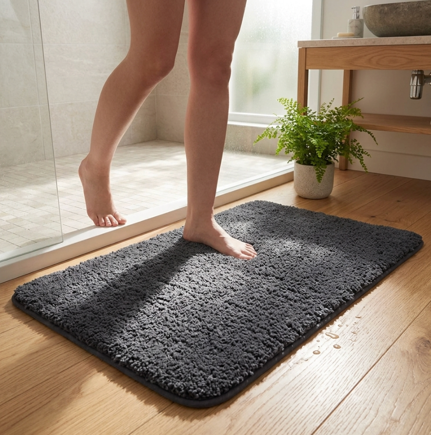 Fluffy Non-Slip Bathroom Mat – Absorbent Shaggy Rug for Bath, Shower & Entrance