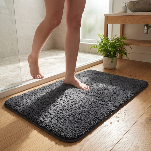 Fluffy Non-Slip Bathroom Mat – Absorbent Shaggy Rug for Bath, Shower & Entrance
