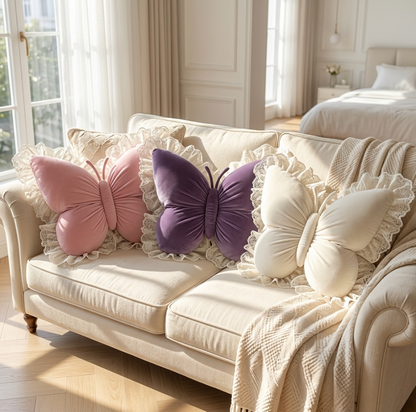 Princess Butterfly Bow Cushion Pillow – Soft Decorative Pillow for Sofa, Bedroom