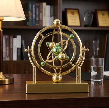 Celestial Orbit Pendulum Perpetual Motion Machine 22.9x22.5cm – Hypnotic Kinetic Art, Rotating Astronomy Sculpture, Desk Decor Gift