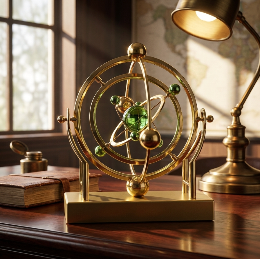 Celestial Orbit Pendulum Perpetual Motion Machine 22.9x22.5cm – Hypnotic Kinetic Art, Rotating Astronomy Sculpture, Desk Decor Gift