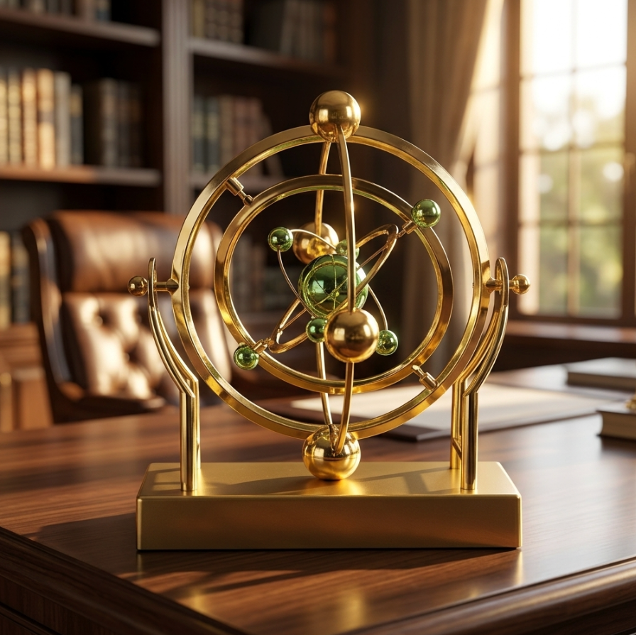 Celestial Orbit Pendulum Perpetual Motion Machine 22.9x22.5cm – Hypnotic Kinetic Art, Rotating Astronomy Sculpture, Desk Decor Gift