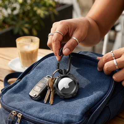 AirTag Rugged Armor Case with Keychain & Key Ring – Shockproof Anti-Lost Holder for AirTag, Bag, Luggage & Keys