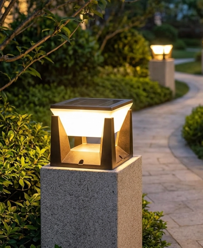 Solar Post Light with 3 Color Modes – IP65 Waterproof LED Pillar Lamp for Garden, Yard & Pathway, Auto On/Off
