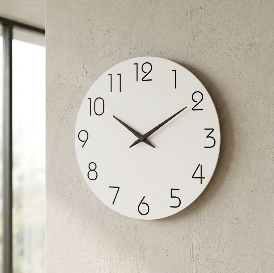 Silent Wooden Wall Clock – Modern Minimalist Quartz Clock for Living Room, Bedroom & Kitchen, 10–16 Inch