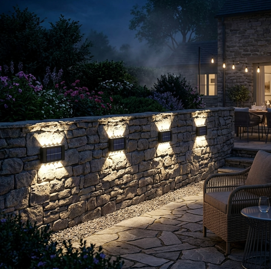 Solar LED Outdoor Wall Light – Waterproof Up & Down Glow Lamp for Garden, Fence, Stairs & Pathway, Warm or White Light