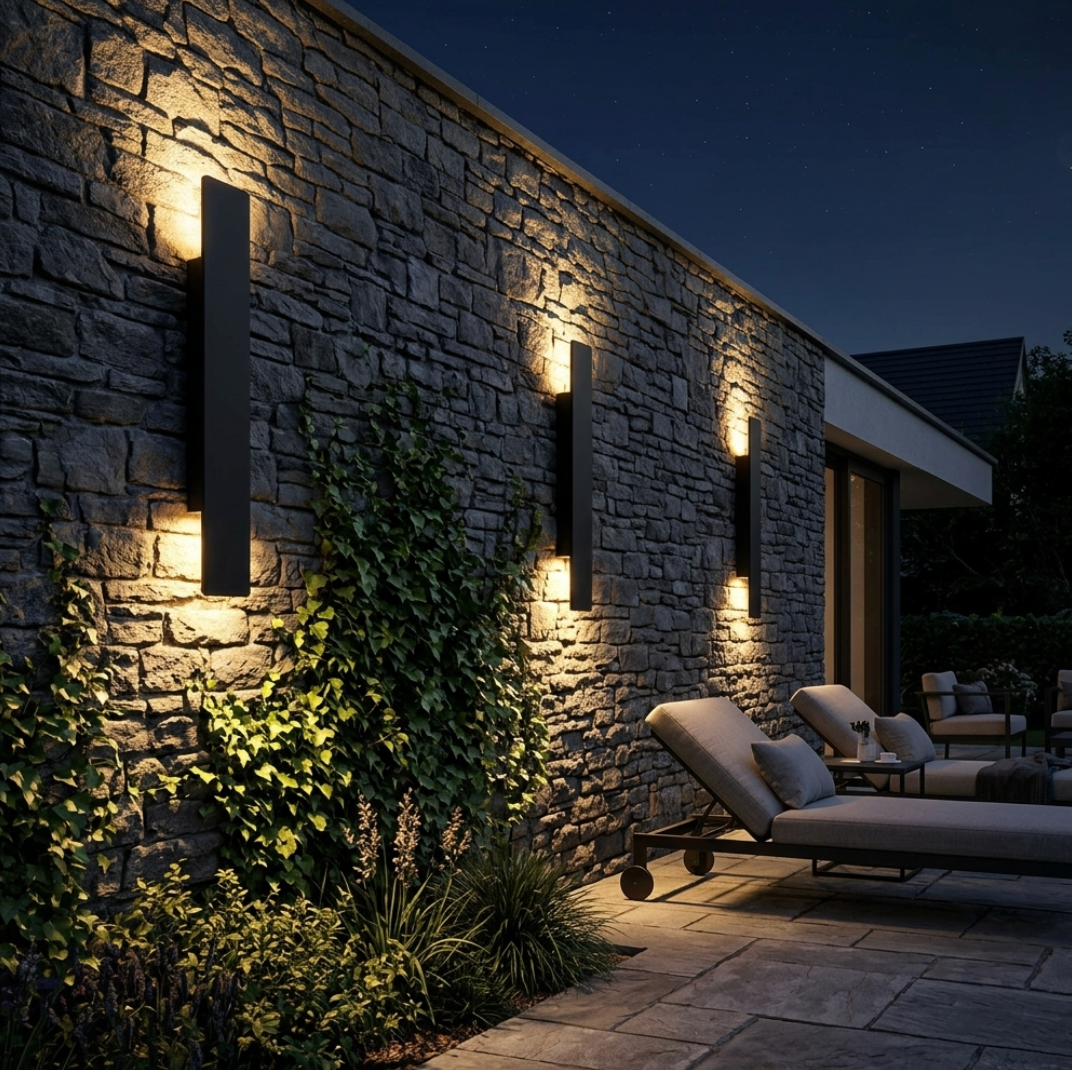 Outdoor LED Wall Lamp with Up & Down Light – IP65 Waterproof Aluminum, 24W, Black or White
