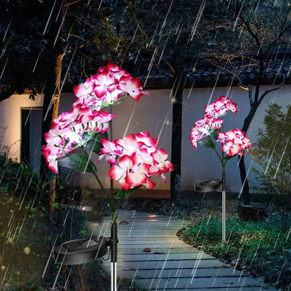 Hydrangea Solar Garden Lamp – 3-Head Outdoor Flower Light