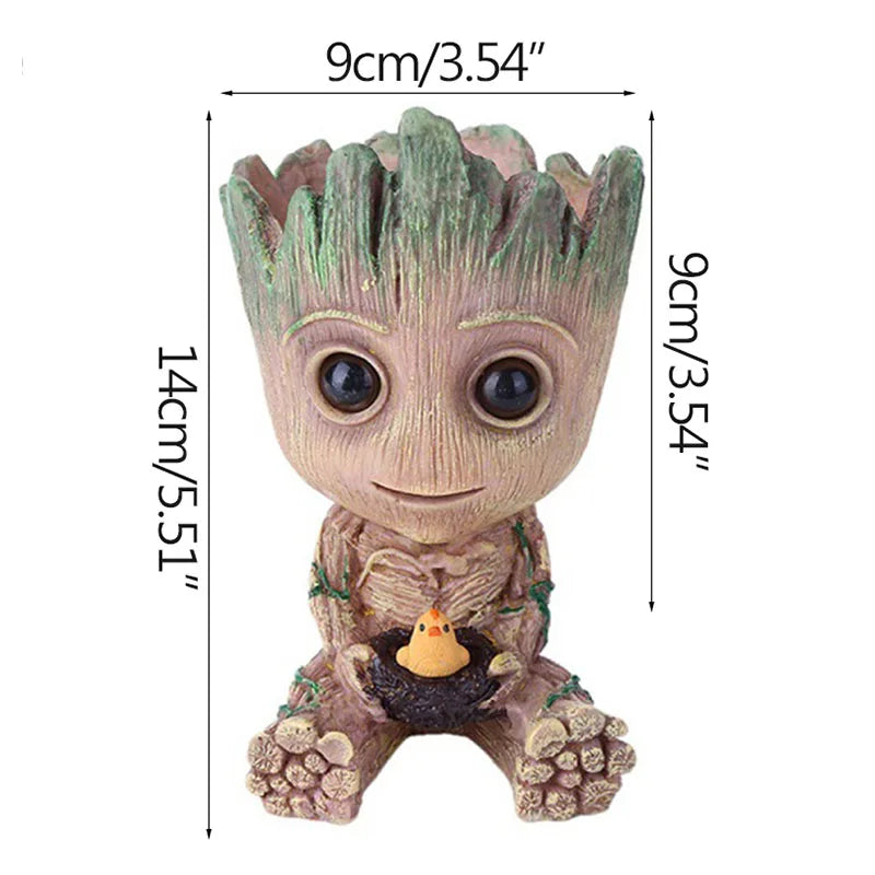 Groot Tree Man Miniature Figurine 5cm – Adorable Galaxy Guardian Desk Ornament, Succulent Planter, Pop Culture Home Decor Gift
