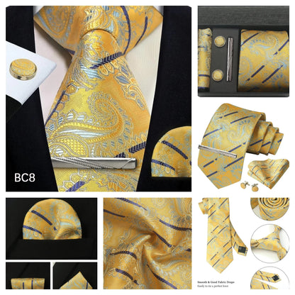 Silk Paisley Necktie Gift Set – Tie, Pocket Square, Cufflinks & Clip