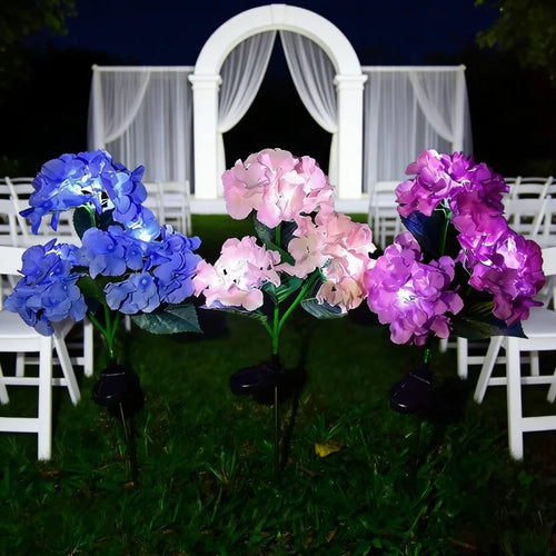 Hydrangea Solar Garden Lamp – 3-Head Outdoor Flower Light