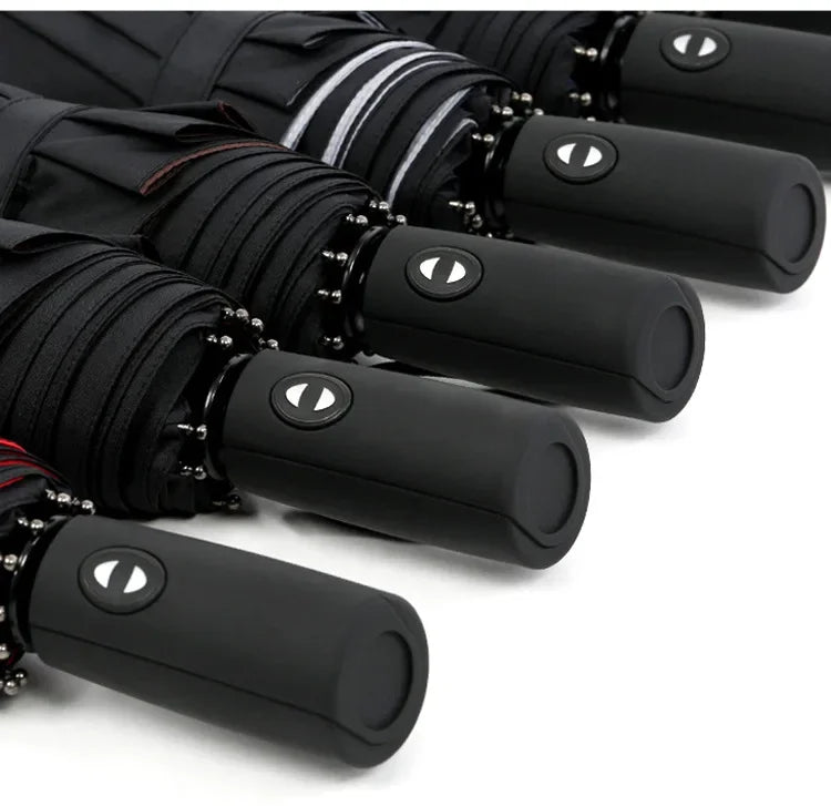 Double Layer Windproof Auto Open & Close Umbrella – 10-Rib Triple Fold