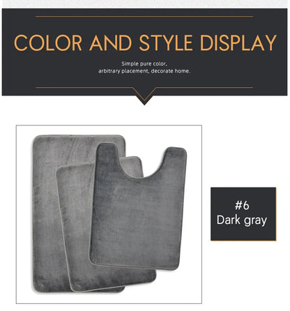 3-Piece Microfiber Bathroom Mat Set – Non-Slip, Absorbent Bath, Toilet & Shower Mats