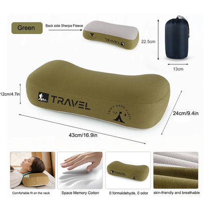 Memory Foam Travel & Camping Pillow – Portable Cervical Neck Support, 43x25x12cm