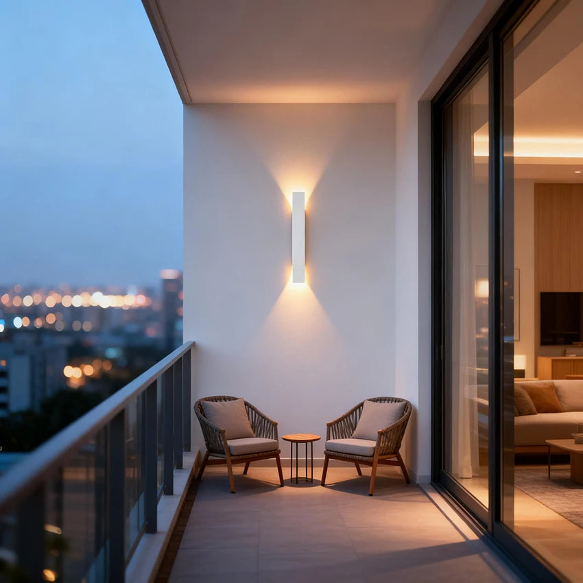 Outdoor LED Wall Lamp with Up & Down Light – IP65 Waterproof Aluminum, 24W, Black or White