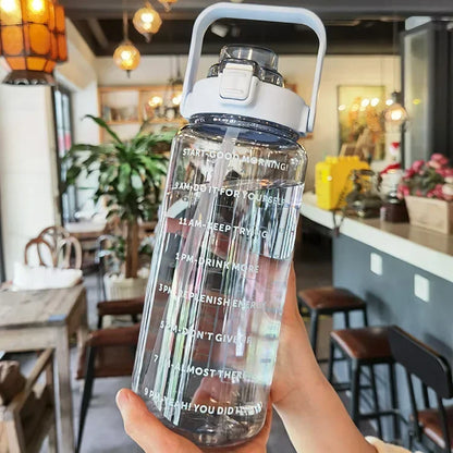 2L Motivational Water Bottle with Straw & Time Markers