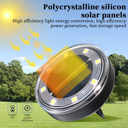 Solar Ground Lights 4-Pack – IP68 Waterproof LED Path & Garden Deck Lights