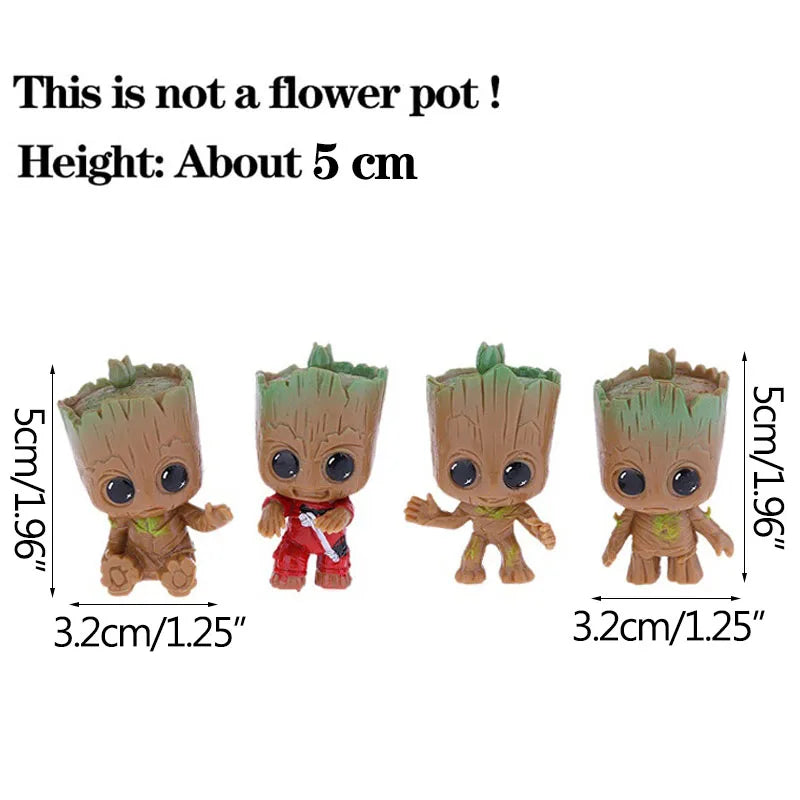 Groot Tree Man Miniature Figurine 5cm – Adorable Galaxy Guardian Desk Ornament, Succulent Planter, Pop Culture Home Decor Gift