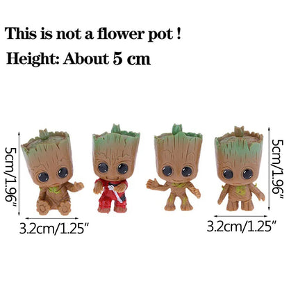 Groot Tree Man Miniature Figurine 5cm – Adorable Galaxy Guardian Desk Ornament, Succulent Planter, Pop Culture Home Decor Gift