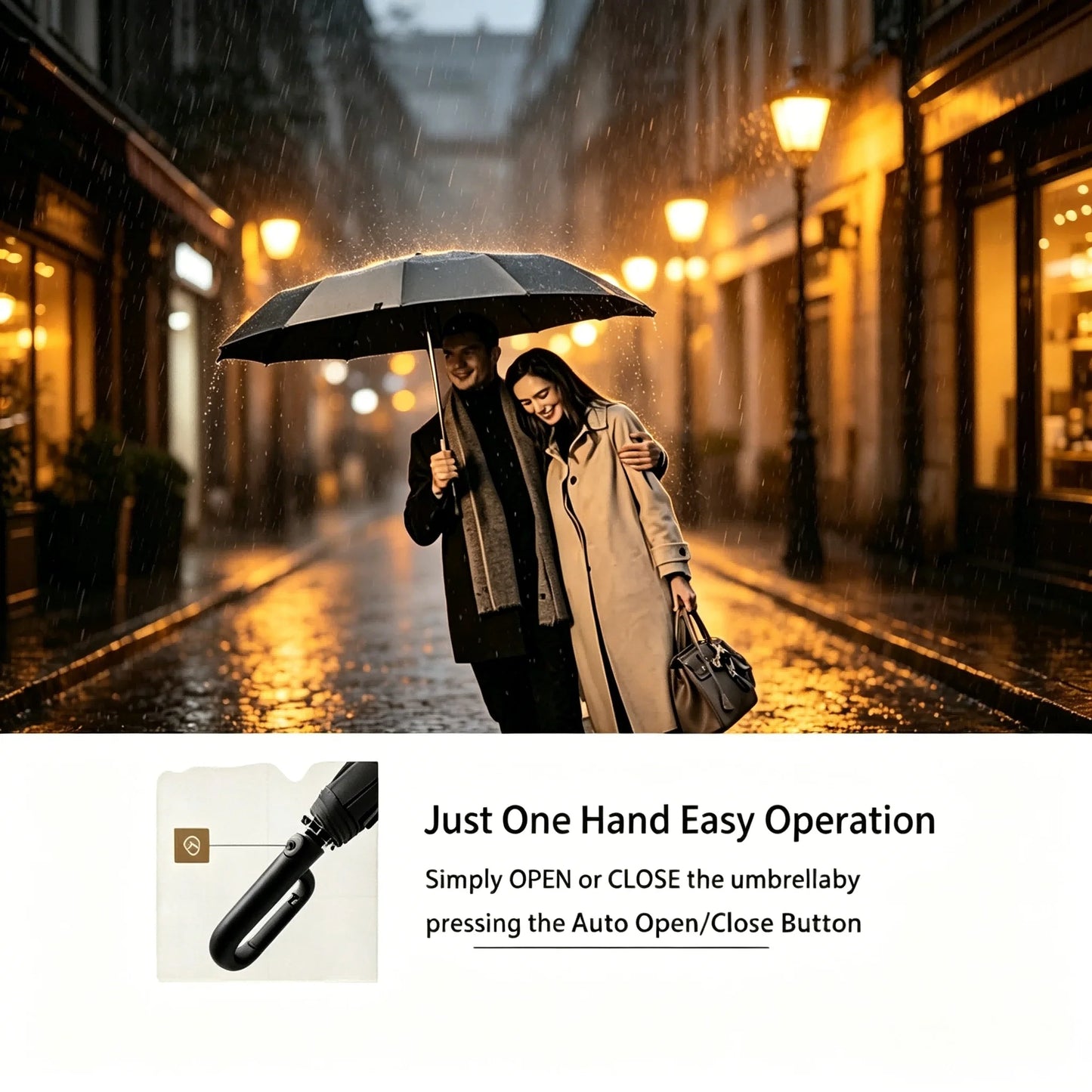 Windproof Auto Open & Close Compact Umbrella