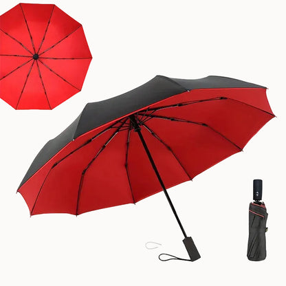Double Layer Windproof Auto Open & Close Umbrella – 10-Rib Triple Fold