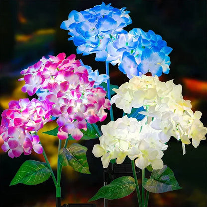Hydrangea Solar Garden Lamp – 3-Head Outdoor Flower Light