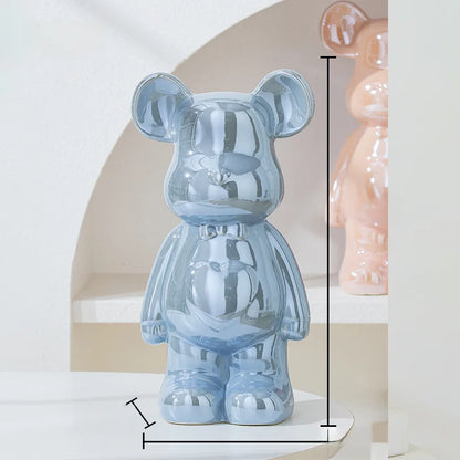 Nordic Ceramic Bear Brick Figurine 17/27cm – Aesthetic Teddy Bear Sculpture, Living Room Shelf Decor, Unique Home Gift