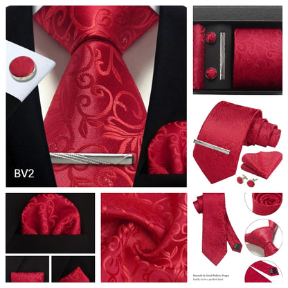 Silk Paisley Necktie Gift Set – Tie, Pocket Square, Cufflinks & Clip
