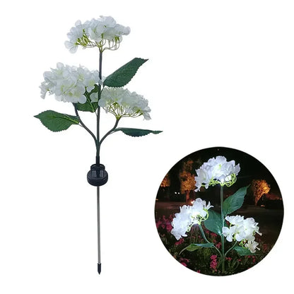 Hydrangea Solar Garden Lamp – 3-Head Outdoor Flower Light