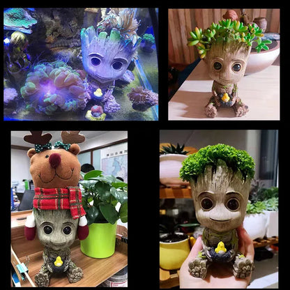 Groot Tree Man Miniature Figurine 5cm – Adorable Galaxy Guardian Desk Ornament, Succulent Planter, Pop Culture Home Decor Gift