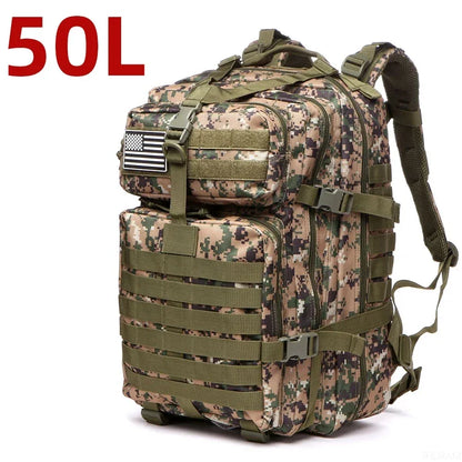 Tactical Nylon Backpack 25L / 50L – Waterproof MOLLE Rucksack for Hiking, Camping, Hunting & Outdoor Adventures